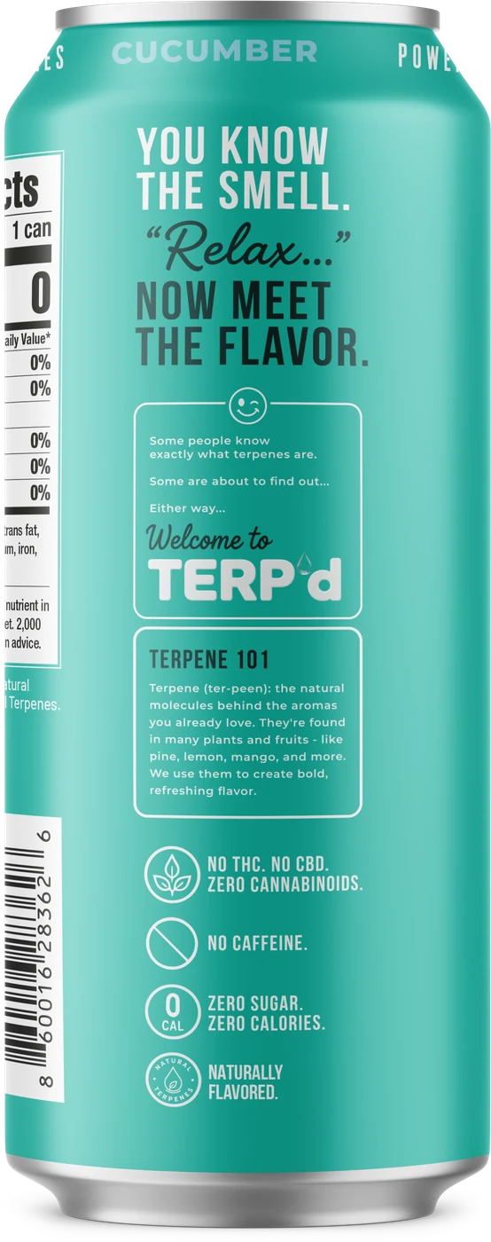 Side panel of a TERP'd can with the Terpene 101 definition